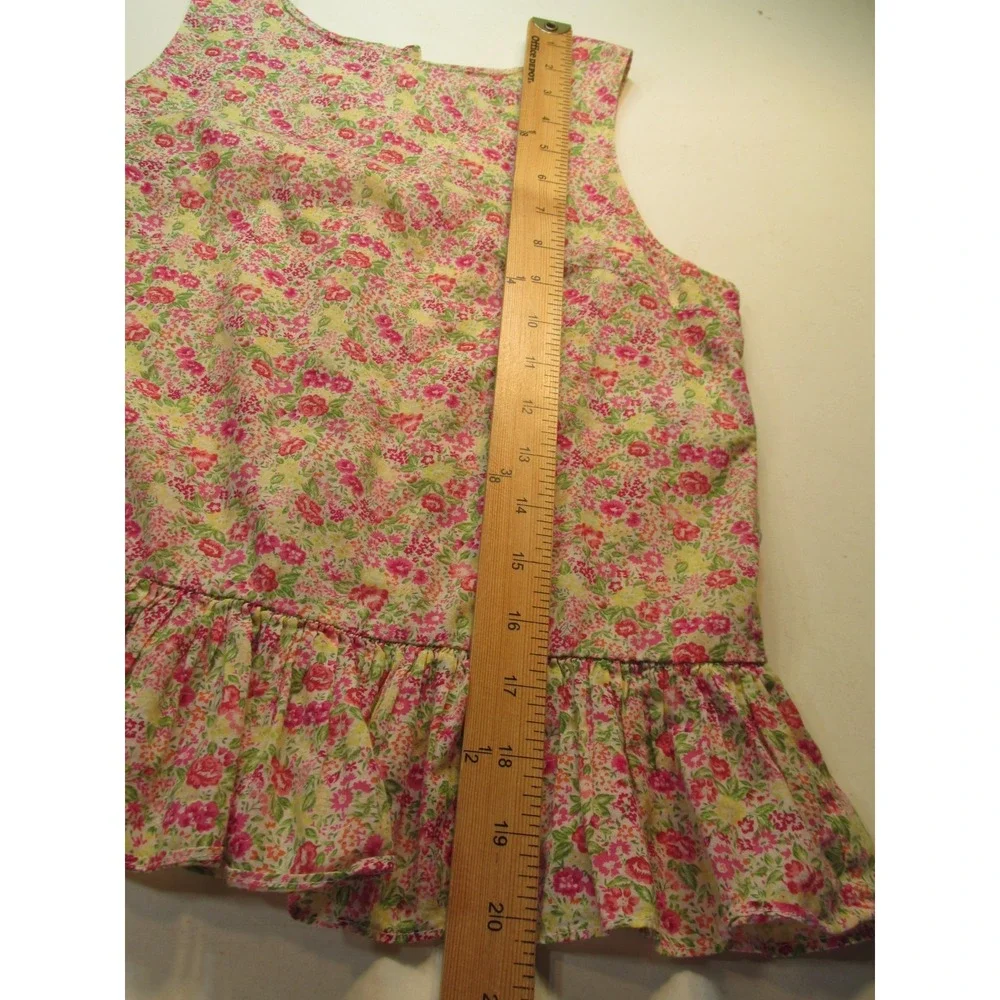 Ralph Lauren Girls 14 Floral Babydoll Sleeveless Top Pink Boho Ruffle Summer